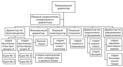 Примерная схема линейно - функциональной организационной структуры