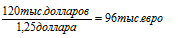 При курсе 1 евро = 1,25 доллара австрийская фирма получила бы 96 тыс. евро