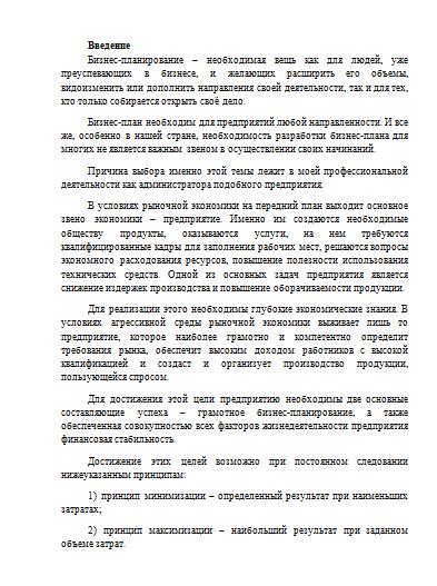 Курсовая работа по теме Разработка бизнес-плана